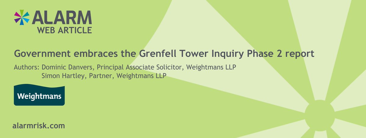 ALARM, embrace risk (@alarmrisk) on Twitter photo 📰 It remains to be seen if the reforms go far enough but what is clear is that building safety is an area that requires constant review to ultimately ensure that a disaster such as the fire at Grenfell Tower is never repeated.
Read more from <a href="/Weightmans/">Weightmans</a>: bit.ly/41J3Hz5 📰 It remains to be seen if the reforms go far enough but what is clear is that building safety is an area that requires constant review to ultimately ensure that a disaster such as the fire at Grenfell Tower is never repeated.
Read more from <a href="/Weightmans/">Weightmans</a>: bit.ly/41J3Hz5