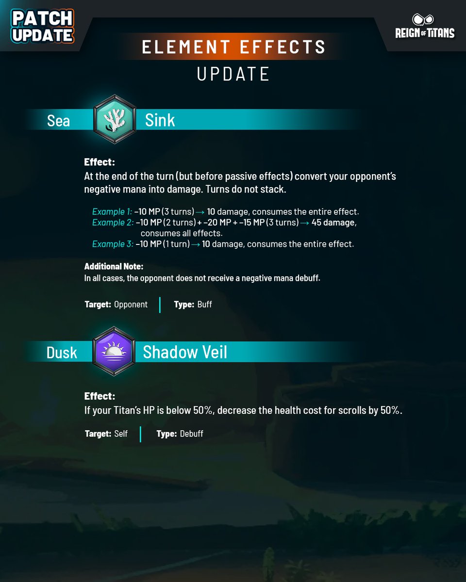 ReignofTitansIn's tweet image. Buffs, counters, and pure elemental chaos! Which new power will REIGN supreme? 🔥🌊🌳 #reignoftitans #patchupdate