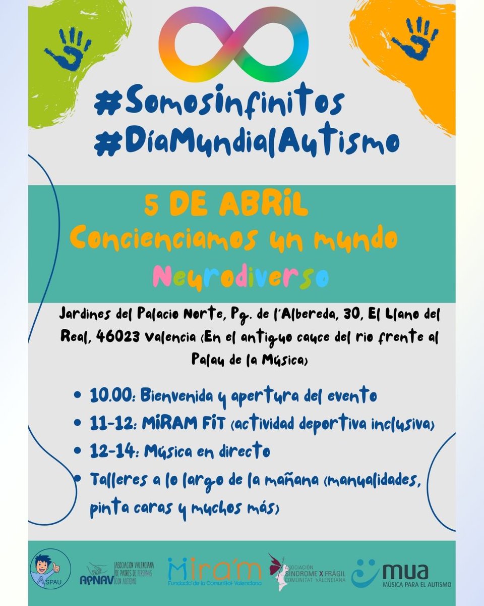 MiramFundacio's tweet photo. #2Abril #DíaMundialAutismo
 Un año más, alzamos la voz por la inclusión, la visibilidad y los derechos de las personas con autismo. Este 2025 lo hacemos bajo el lema #SomosInfinitos, recordando que cada persona es única, valiosa e irrepetible. https://t.co/MjZBJ8ZR8J