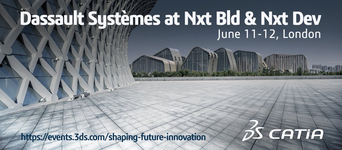 🚀 Save the Date!  Shaping the Future of AEC Innovation with CATIA

📅 June 11-12, 2025 | 📍 London, UK

CATIA, Platinum Sponsor at:
🔹 NXT BLD (June 11) – AI, XR &amp; more!
🔹 NXT DEV (June 12) – Future of AEC tools.

🎟️ Get tickets: events.3ds.com/shaping-future… 
#AEC #Innovation