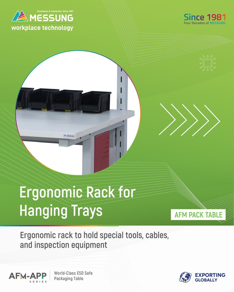 MessungT's tweet image. AFM Pack Table’s specialized rack optimizes storage by organizing tools &amp;amp; cables for seamless operations. #messungworkplacetechnology #optimizedstorage #industrialrack #workspaceefficiency #toolsorganization