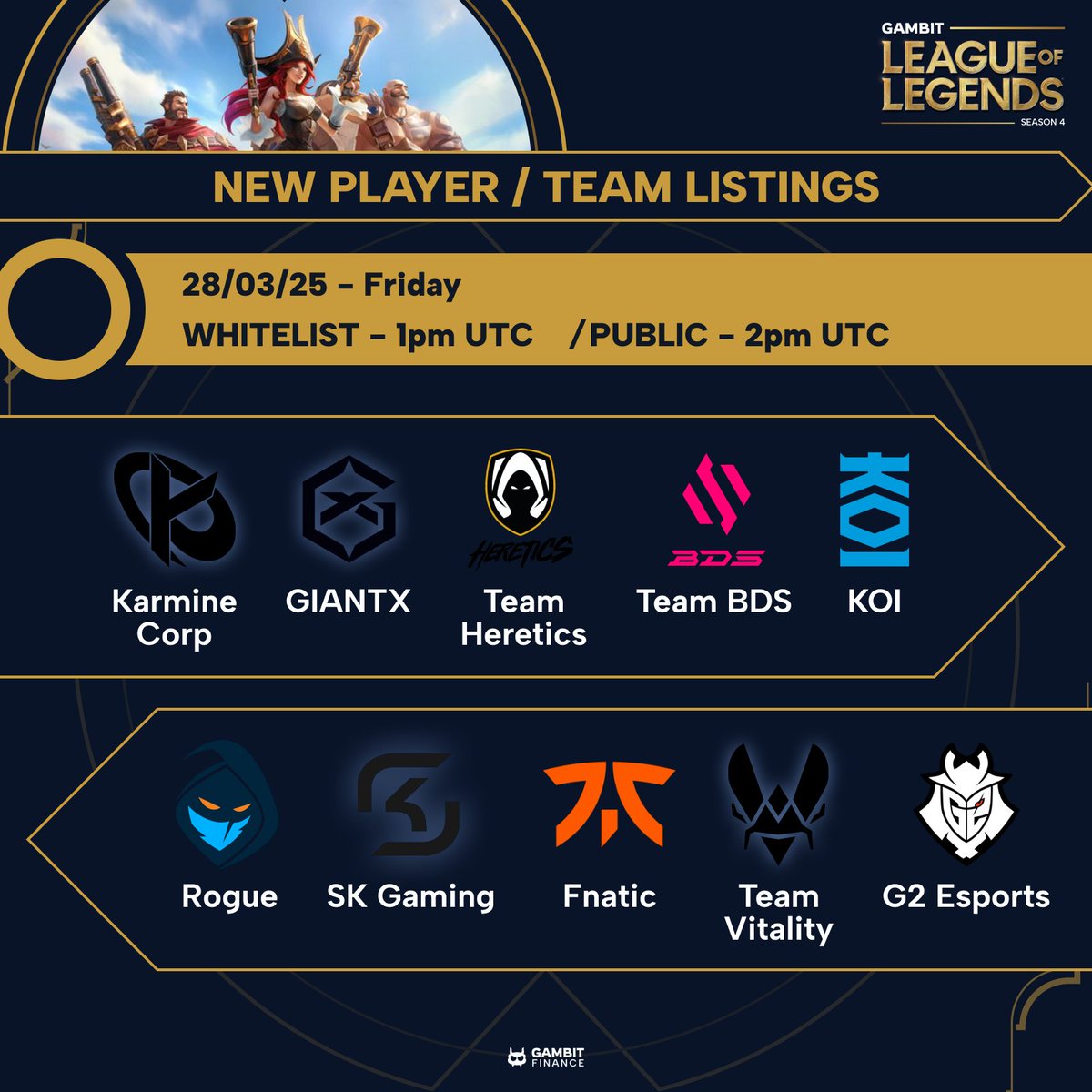 More LoL Players Incoming!

A fresh batch of new LoL players will be listed tomorrow for the upcoming LEC Spring 2025 tournament! 🏆

Get your hands (and wallets) ready to grab those Bits before the games begin!