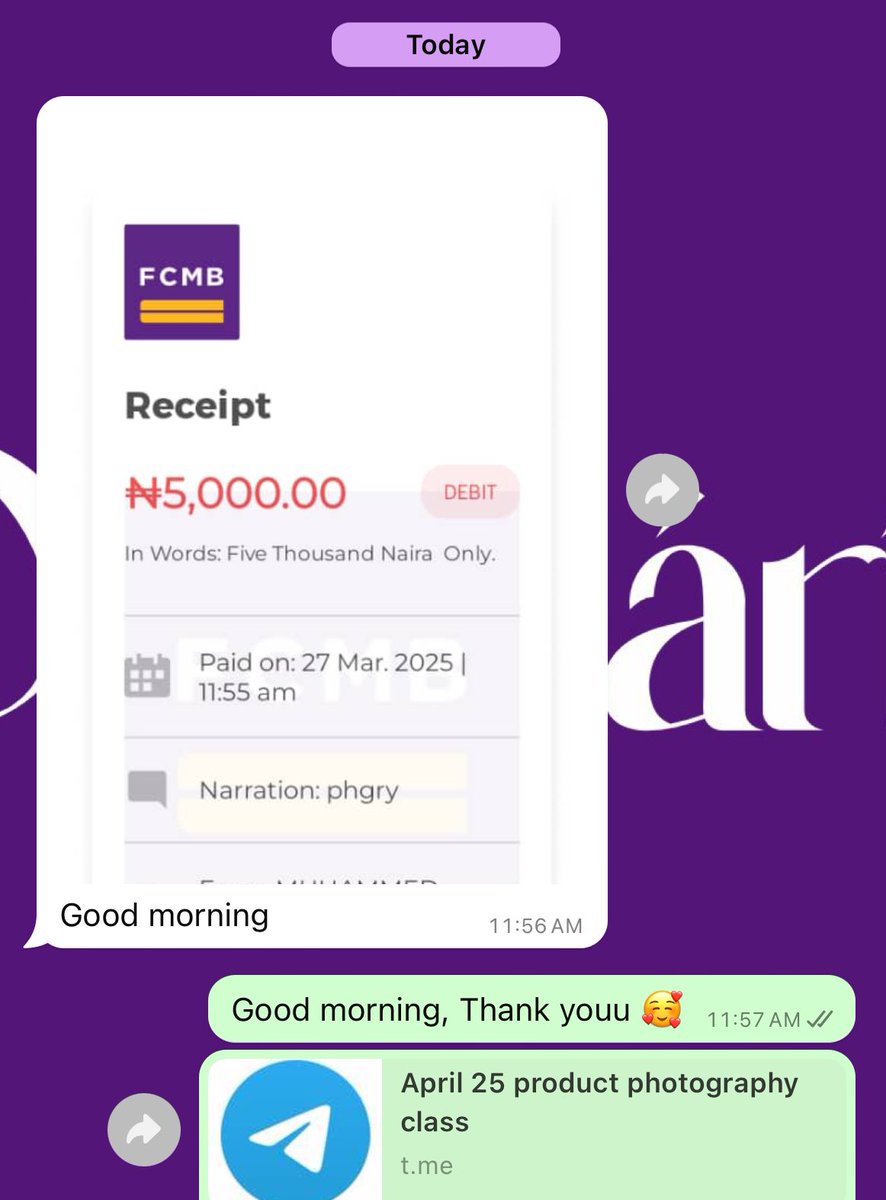 Smartphone product photography 

Investing in great product photography for your brand help you pass great visual representation which is needed to scale your business online

🏷️5,000 naira only
Registration is ongoing, Secure your slot now!

Check flyer for class details/payment