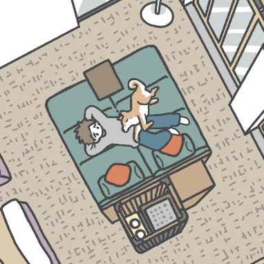 柴犬とゴロゴロしてるシーンがお気に入りです〜