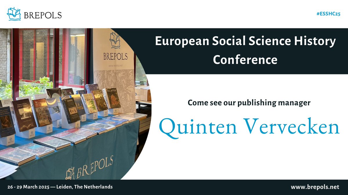 Brepols's tweet image. We're attending the European Social Science History Conference (#ESSHC25) in Leiden. Make sure to come by our booth to discover our newest titles in this field!

Browse our conference offer also online: brepols.net/ESSHC2025

#SocialScience #History