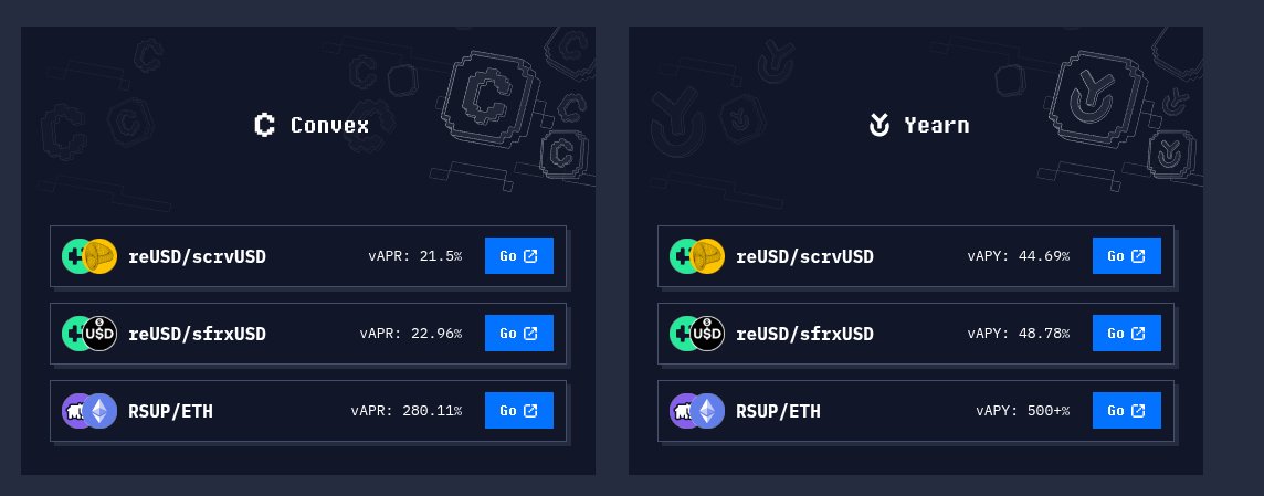 Park on <a href="/ConvexFinance/">Convex Finance</a> or <a href="/yearnfi/">yearn</a> to take advantage of these great rewards in $CRV and $CVX!