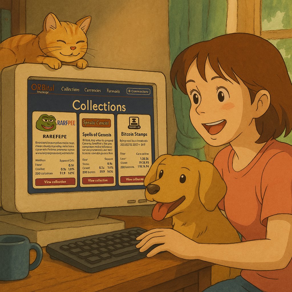 When you’re casually collecting ancient relics on the Bitcoin blockchain…
but it feels like you’re in a Ghibli film