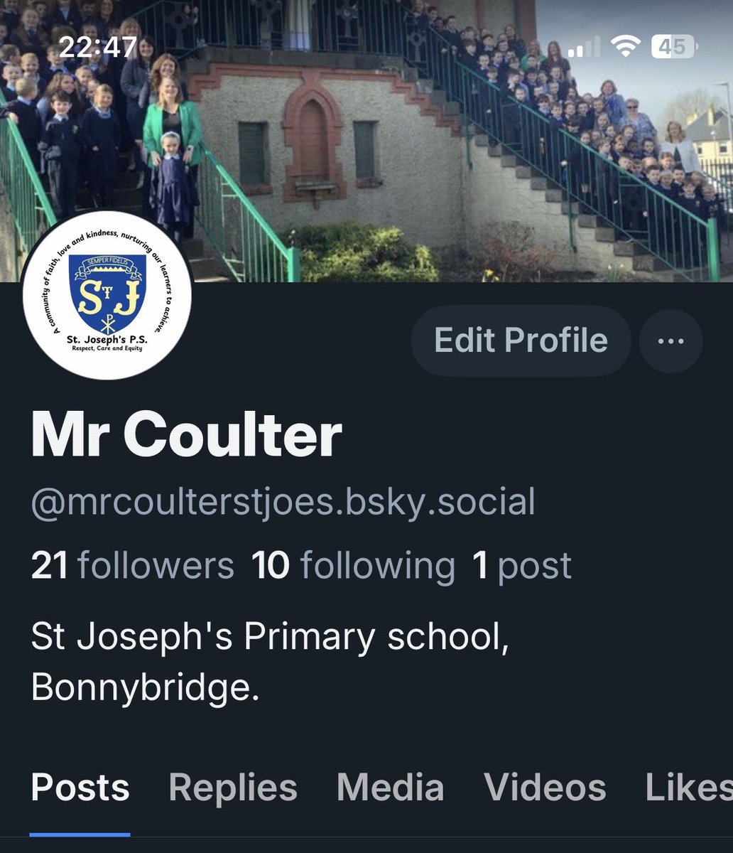 Thank you for following. This account will no longer be updated for our school. We are now building our community on Bluesky. Please follow @mrcoulterstjoes 

Thank you ☺️