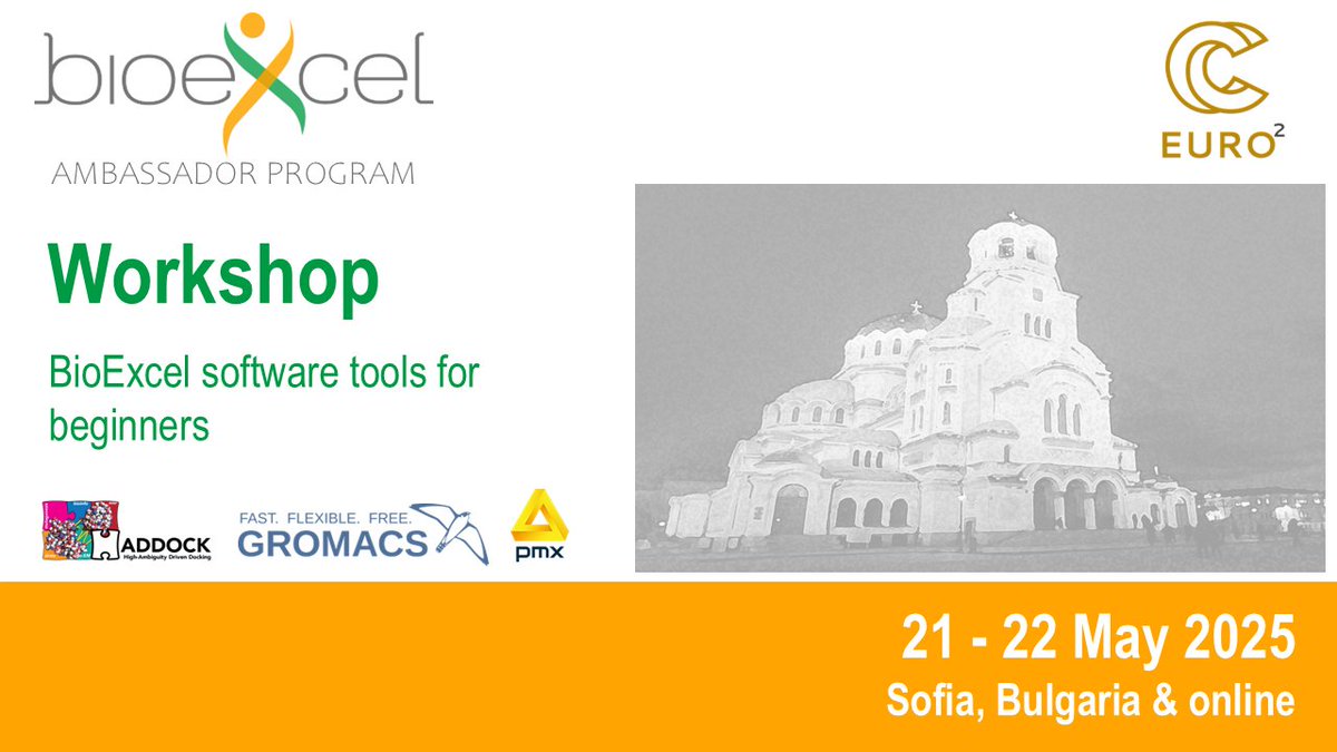 BioExcel CoE (@bioexcelcoe) on Twitter photo Interested in an entry-level, hands-on workshop on #GROMACS, #HADDOCK and #PMX software?
Look no further than our Ambassador Program event:
🗓️ 21-22 May 2025
🌍 Sofia, Bulgaria & online
More info ➡️ bioexcel.eu/sl42
<a href="/EuroCC_Bulgaria/">EuroCC_Bulgaria</a> <a href="/EuroccR/">EUROCC_Romania</a> <a href="/EuroCC_Serbia/">EuroCC_Serbia</a> <a href="/EuroCC_MK/">EuroCC North Macedonia</a> Interested in an entry-level, hands-on workshop on #GROMACS, #HADDOCK and #PMX software?
Look no further than our Ambassador Program event:
🗓️ 21-22 May 2025
🌍 Sofia, Bulgaria & online
More info ➡️ bioexcel.eu/sl42
<a href="/EuroCC_Bulgaria/">EuroCC_Bulgaria</a> <a href="/EuroccR/">EUROCC_Romania</a> <a href="/EuroCC_Serbia/">EuroCC_Serbia</a> <a href="/EuroCC_MK/">EuroCC North Macedonia</a>