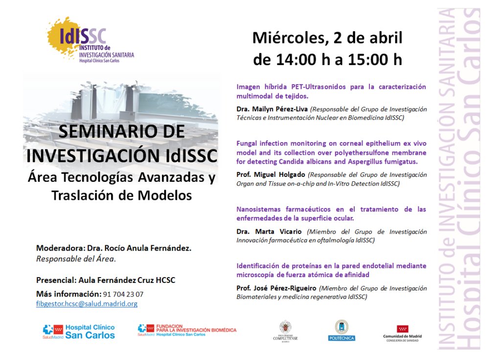 IdISSC, IIS del Hospital Clínico San Carlos (@iis_idissc) on Twitter photo 📢Recuerda, hoy: 🧑🎓Seminario de Investigacion <a href="/IIS_IdISSC/">IdISSC, IIS del Hospital Clínico San Carlos</a> del área Tecnologías Avanzadas y Traslación de Modelos
📅 2 abril 2025 14:00h
🗺️ Modalidad presencial: Hospital Clínico San Carlos. Aula Fernández-Cruz
⬇️ idissc.org/agenda/seminar…
#SomosClinico 📢Recuerda, hoy: 🧑🎓Seminario de Investigacion <a href="/IIS_IdISSC/">IdISSC, IIS del Hospital Clínico San Carlos</a> del área Tecnologías Avanzadas y Traslación de Modelos
📅 2 abril 2025 14:00h
🗺️ Modalidad presencial: Hospital Clínico San Carlos. Aula Fernández-Cruz
⬇️ idissc.org/agenda/seminar…
#SomosClinico