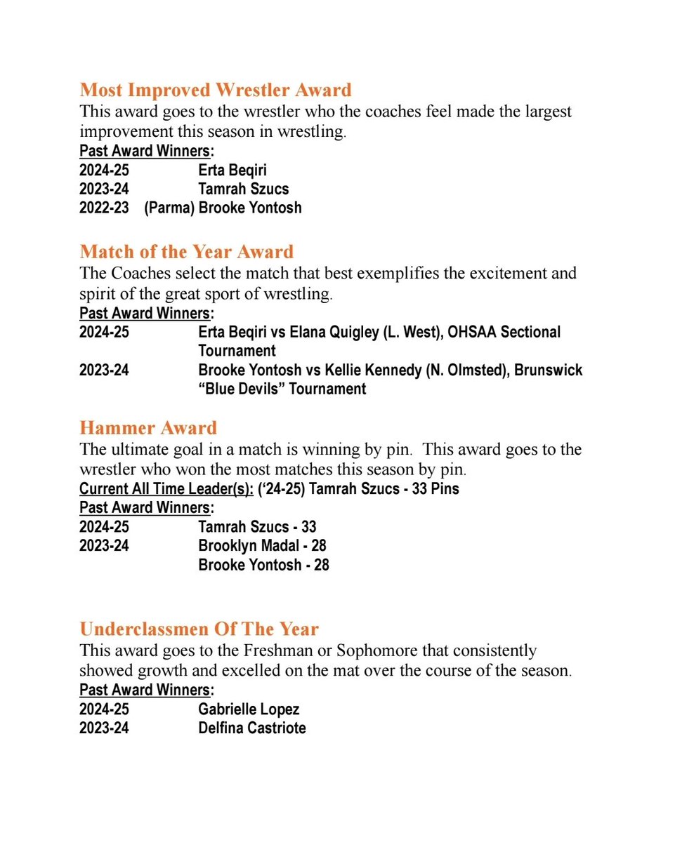 NHSGirlsWrestle's tweet image. Normandy Girls Wrestling Awards Night Booklet #InvaderStrong