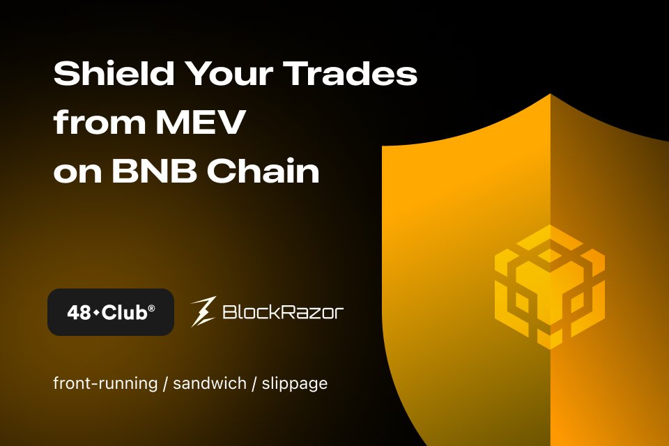 Unstoppable | Crypto Wallet (@unstoppablebyhs) on Twitter photo ✨ Big news!
Unstoppable Wallet is now MEV-protected on <a href="/BNBCHAIN/">BNB Chain</a> — powered by <a href="/48Club_Official/">48 Club (Est. '17)</a> & <a href="/BlockRazor_Inc/">BlockRazor</a> 🔥
🔒 Swap securely
⚔️ Protected from frontrunning & sandwich attacks
🚀 Stay unstoppable in DeFi
#BNB #MEV #48Club #BlockRazor #UnstoppableWallet #DeFi #PrivateRPC ✨ Big news!
Unstoppable Wallet is now MEV-protected on <a href="/BNBCHAIN/">BNB Chain</a> — powered by <a href="/48Club_Official/">48 Club (Est. '17)</a> & <a href="/BlockRazor_Inc/">BlockRazor</a> 🔥
🔒 Swap securely
⚔️ Protected from frontrunning & sandwich attacks
🚀 Stay unstoppable in DeFi
#BNB #MEV #48Club #BlockRazor #UnstoppableWallet #DeFi #PrivateRPC