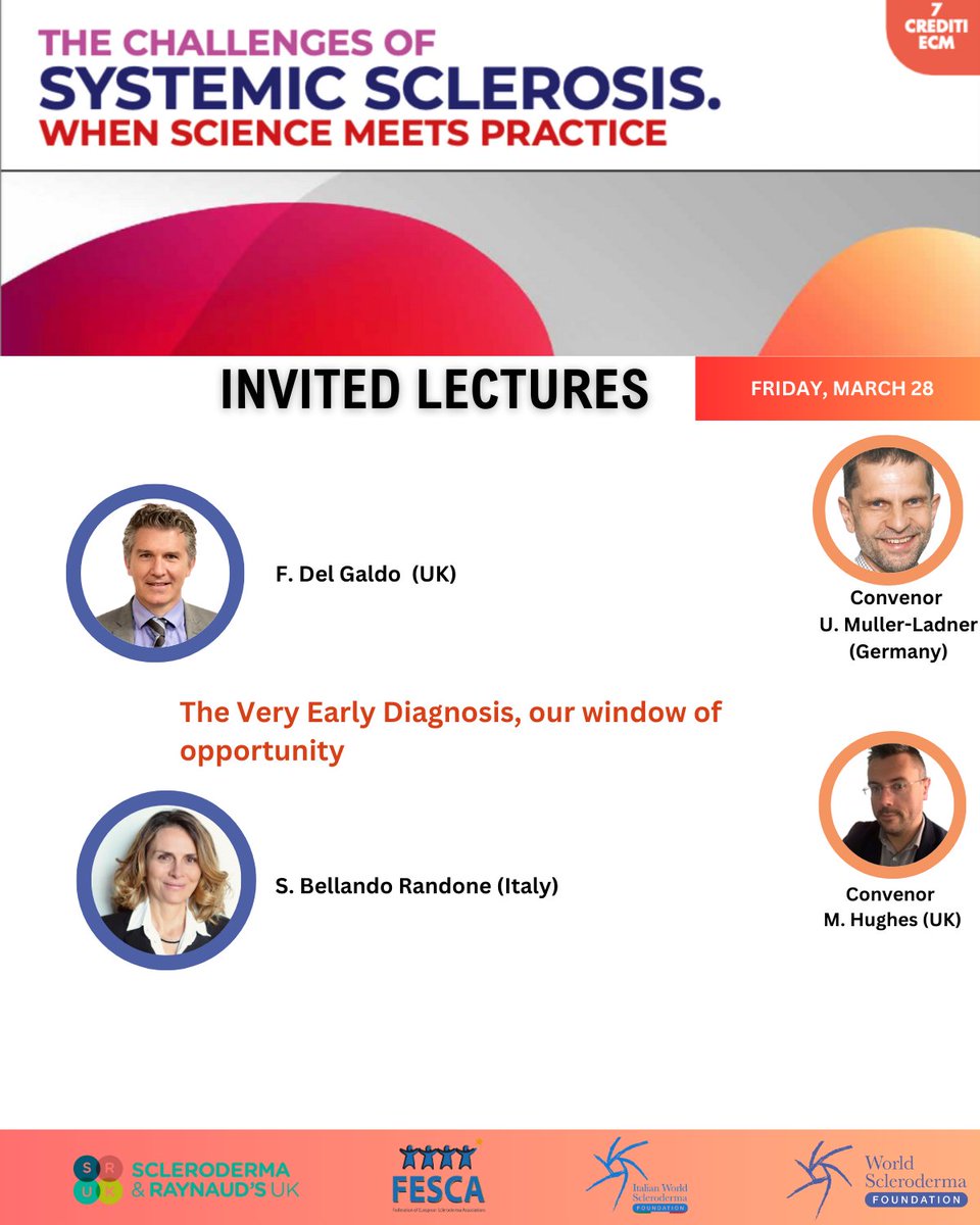 🔷Very Early Diagnosis of SSc:The Window of Opportunity in SSc🔷Early diagnosis is crucial for improving patient outcomes.explores how cutting-edge biomarkers and clinical assessments are shaping early intervention. U.MullerLadner,M.Hughes, F. Del Galdo, S.Belland