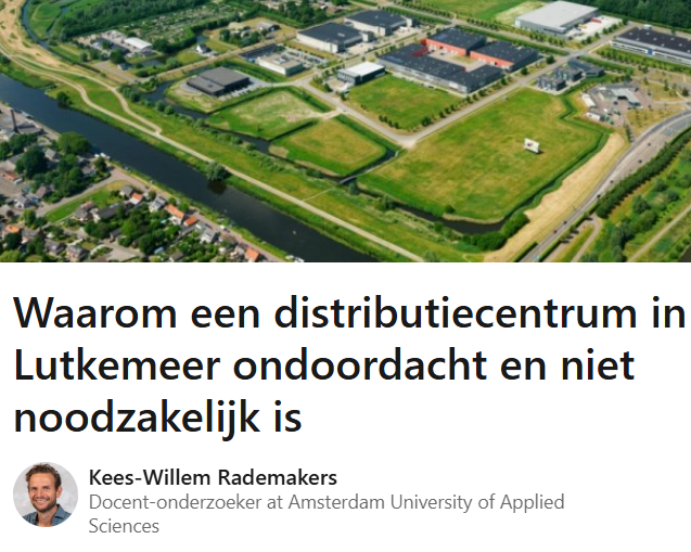 Distributiecentrum Lutkemeer ondoordacht. #Lutkemeer #Amsterdam #NieuwWest #raad020
Logistiek is het een domme plek:
Veel verkeers- geluids- en milieuoverlast in wijken linkedin.com/pulse/waarom-e…

Maak stadslogistiek dienend en behoud polder als Voedselpark voedselparkamsterdam.nl