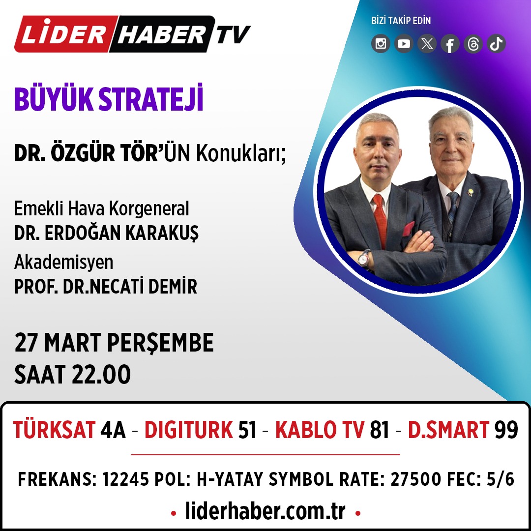 Bu akşam 22.00'de Lider Haber TV'de Türkiye Cumhuriyeti'nin atası TÜRGİŞ DEVLETİ'ni konuşacağız. Uygun olan dostları bekleriz.