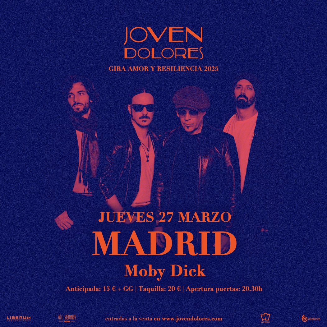 HOY JUEVES 🔥 MADRID

Llegó el gran día. Esta noche arranca nuestra gira ‘Amor y Resiliencia’ en la mítica <a href="/MobyDickClub/">MobyDickClub</a> de la capital.
Muchísimas ganas de volver a tocaros. 💙

Puertas abren 20.30h, empezamos a las 21h!