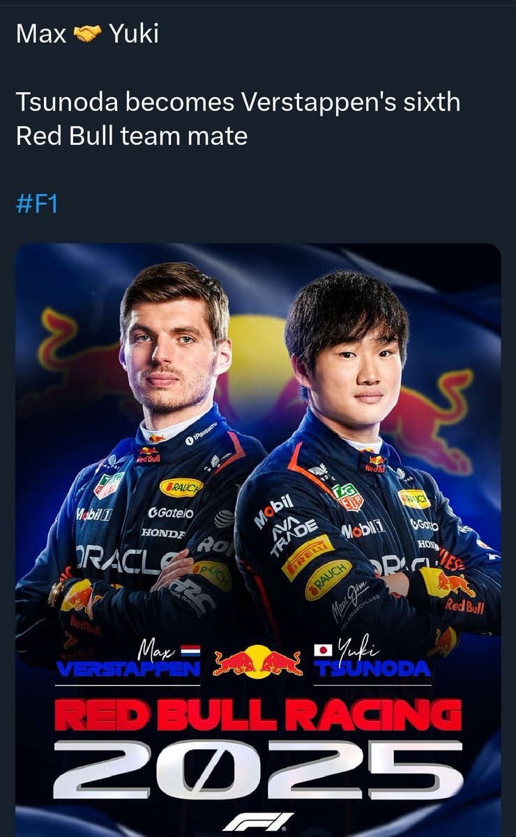 In other sports.

I love Yuki but can someone please just tell redbull their car is shit. Lawson having 2 races and that's it is horrific.