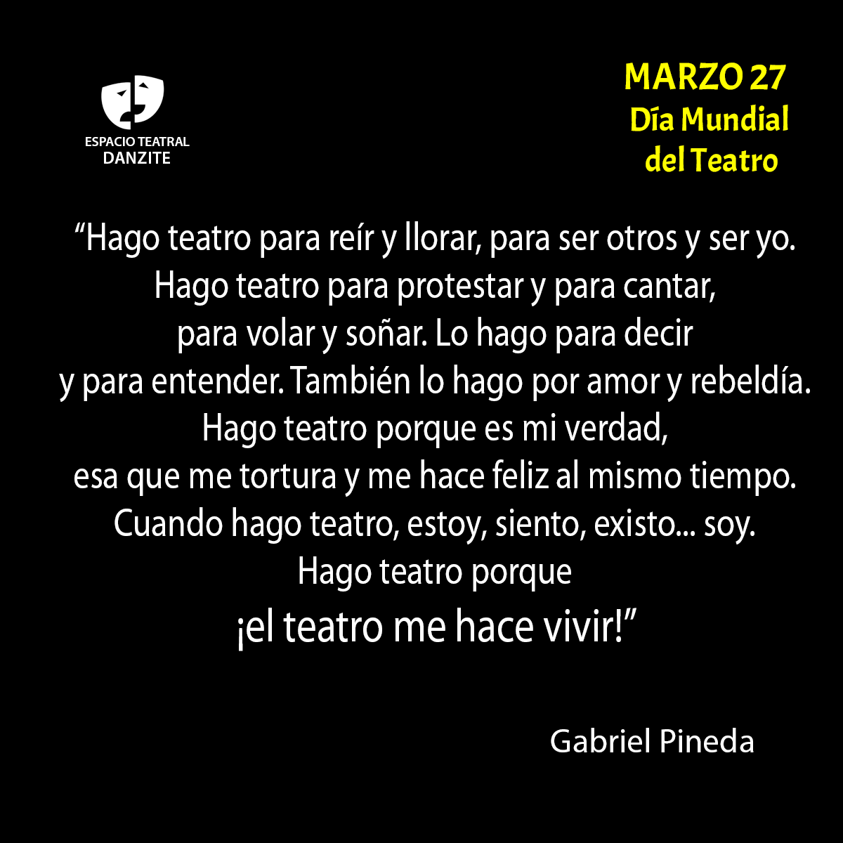 ¡Felicidades amantes del teatro!
Les compartimos nuestra cartelera 
danzite.com.mx
<a href="/CarteleraCDMX/">Cartelera Teatral CDMX</a>
<a href="/CulturaEnMexico/">Cultura en México 🇲🇽</a>
<a href="/teatroculturamx/">Teatro y Cultura CDMX</a>
<a href="/seropodcast/">SERO podcast</a>
<a href="/vidasycolores/">Vidas y Colores</a>
<a href="/papapandatv/">Papá Panda TV</a>
<a href="/alasbutacas/">Teatromanía</a>
<a href="/venalteatroMX/">Ven Al Teatro MX 🎭</a>
<a href="/VamosAlTeatr0/">Vamos Al Teatro</a>