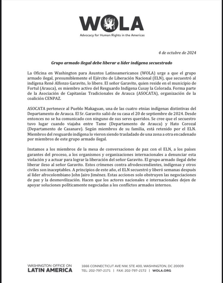 CENPAZ Coordinación Étnica Nacional de Paz (@cenpaz_) on Twitter photo 6 meses de Secuestro #RenéAlfonsoGaravito. Desde <a href="/ESAPOficial/">ESAP Oficial</a> <a href="/WOLA_org/">WOLA</a> <a href="/IEANPE_/">Instancia Especial de Alto Nivel Pueblos Étnicos</a> <a href="/AFNEMO_/">Neftalí Mosquera AFNEMO</a> <a href="/IvanCepedaCast/">Iván Cepeda Castro</a> <a href="/AlirioUribeMuoz/">Alirio Uribe Muñoz</a> <a href="/albertobemo/">Alberto Benavides Mora</a> <a href="/jbula/">Jorge Bula</a> <a href="/CENPAZ_/">CENPAZ Coordinación Étnica Nacional de Paz</a> hemos impulsado cientos de acciones para exigir su libertad. Seguimos sin respuestas <a href="/petrogustavo/">Gustavo Petro</a> <a href="/ComisionadoPaz/">Consejería Comisionada de Paz</a> <a href="/FiscaliaCol/">Fiscalía Colombia</a> 6 meses de Secuestro #RenéAlfonsoGaravito. Desde <a href="/ESAPOficial/">ESAP Oficial</a> <a href="/WOLA_org/">WOLA</a> <a href="/IEANPE_/">Instancia Especial de Alto Nivel Pueblos Étnicos</a> <a href="/AFNEMO_/">Neftalí Mosquera AFNEMO</a> <a href="/IvanCepedaCast/">Iván Cepeda Castro</a> <a href="/AlirioUribeMuoz/">Alirio Uribe Muñoz</a> <a href="/albertobemo/">Alberto Benavides Mora</a> <a href="/jbula/">Jorge Bula</a> <a href="/CENPAZ_/">CENPAZ Coordinación Étnica Nacional de Paz</a> hemos impulsado cientos de acciones para exigir su libertad. Seguimos sin respuestas <a href="/petrogustavo/">Gustavo Petro</a> <a href="/ComisionadoPaz/">Consejería Comisionada de Paz</a> <a href="/FiscaliaCol/">Fiscalía Colombia</a>