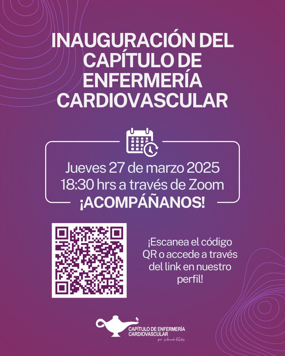 No se pierdan la Inauguración en línea del Capítulo de Enfermería Cardiovascular
¡Estamos súper emocionados por esta nueva iniciativa! 
#enfermeriacardiovascular