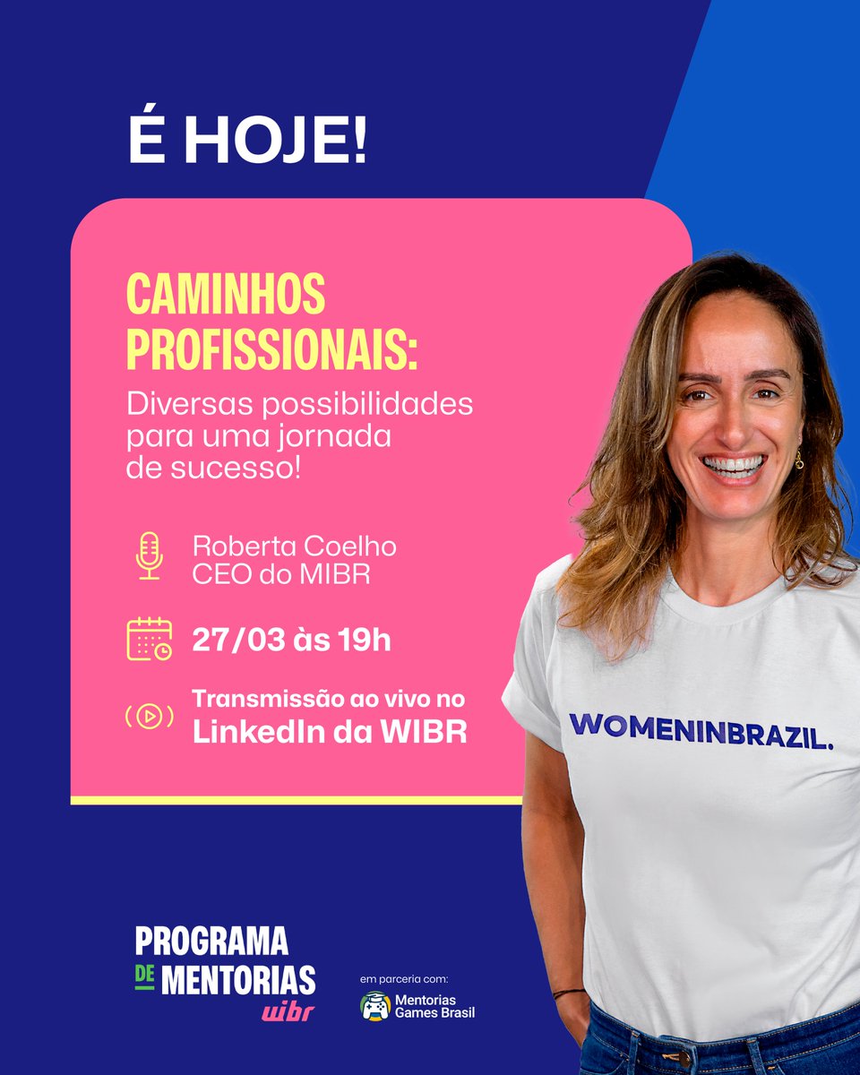 wibroficial's tweet photo. Preparada para conhecer a trajetória da CEO do MIBR? Então ative o alarme para 19h, porque temos um encontro marcado! 🤩⏰
🔴Adicione o evento na agenda (link na bio) e te esperamos ao vivo no LinkedIn da WIBR!
Acesse: https://t.co/JsqflNZTBF
#WIBR #ElasEstaoNoGame #Carreira #ProgramadeMentoriasWIBR #DesenvolvimentoProfissional #MentoriasGamesBrasil