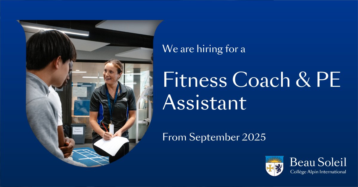 BeauSoleil_ch's tweet image. We're #hiring
Are you passionate about fitness, full of energy, and ready to inspire the next generation? We’re looking for a dynamic fitness professional to join our Fitness Programme and PE Department.
Find out more information here 👉 beausoleil.ch/fitness-coach-…
#cabslife