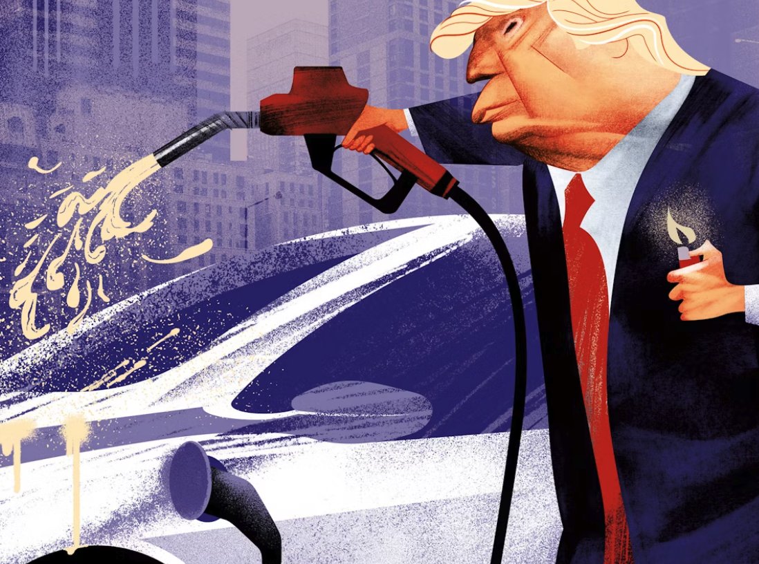 In honor of Trump putting 25% tariffs on auto imports &amp; various opinions about it, sharing my feature from this month’s TNR on what the Trump administration could mean for legacy US automakers as electrification transforms the sector globally   

It's long so (for my sins) 🧵 1/