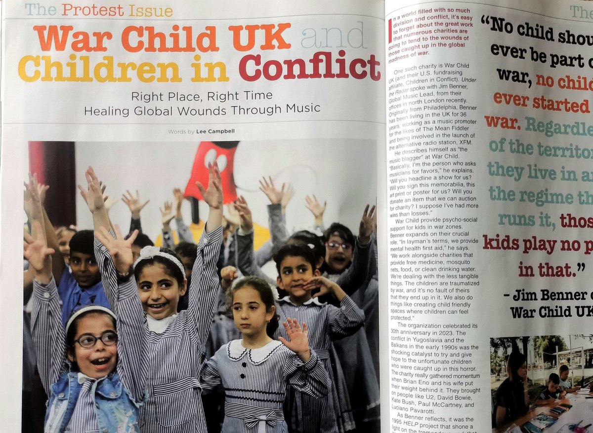 Lee Campbell (@campbell75l) on Twitter photo It was an absolute pleasure to speak with Jim Benner from <a href="/WarChildUK/">War Child UK</a> for the Protest Issue of <a href="/Under_Radar_Mag/">Under the Radar</a>. An incredible organisation that does truly inspirational work. Shout out to #brandicarlile also for her contribution. Available to read digitally and in hard copy now. It was an absolute pleasure to speak with Jim Benner from <a href="/WarChildUK/">War Child UK</a> for the Protest Issue of <a href="/Under_Radar_Mag/">Under the Radar</a>. An incredible organisation that does truly inspirational work. Shout out to #brandicarlile also for her contribution. Available to read digitally and in hard copy now.