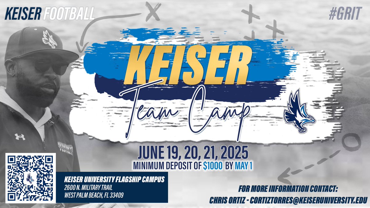 Justin Wake (@j13wake) on Twitter photo Team Camp <a href="/KeiserFootball/">Keiser Football</a> is filling up! High School coaches reach out to secure a spot for your team to compete against other schools and get extra work this summer! Team Camp <a href="/KeiserFootball/">Keiser Football</a> is filling up! High School coaches reach out to secure a spot for your team to compete against other schools and get extra work this summer!
