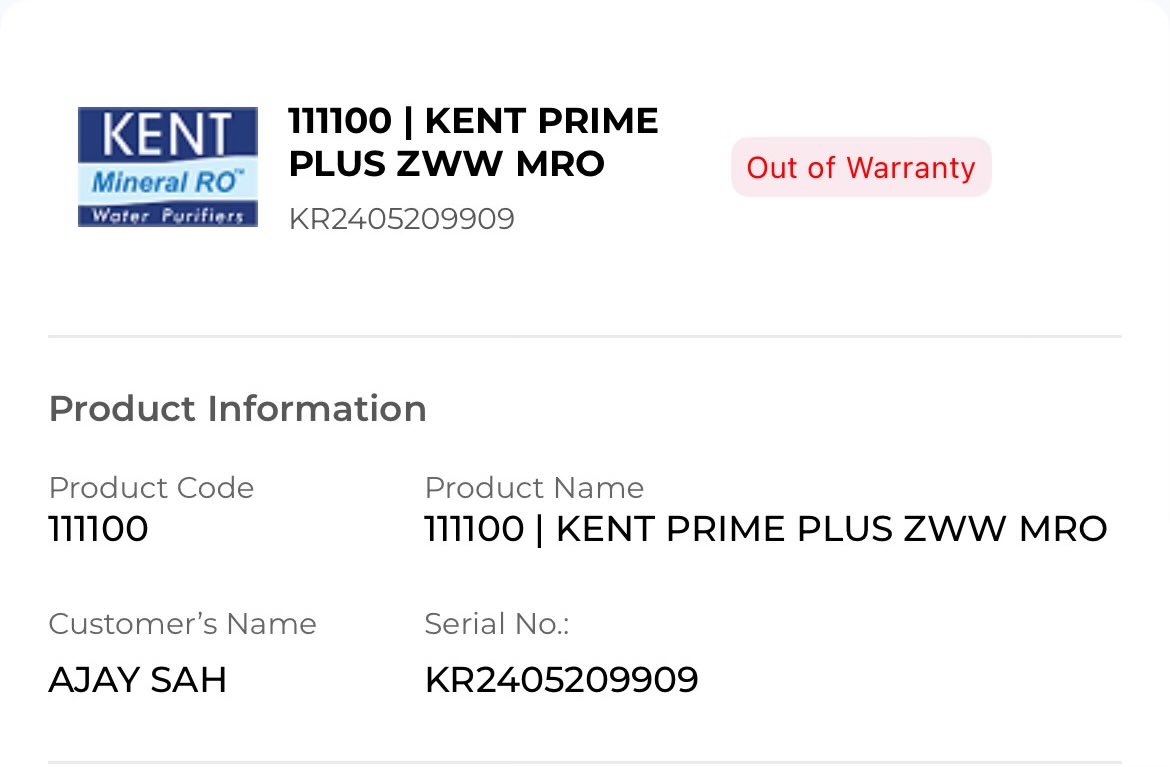 talk2kumarajay's tweet image. This machine is displaying October 20, 2023, even though my Kent was first installed on June 19, 2024, and the product was bought on June 15, 2024. 1st installation request no “240615-05923”is registered I also sent email to Kent team but Request ID :##495157##,@KentROSystems