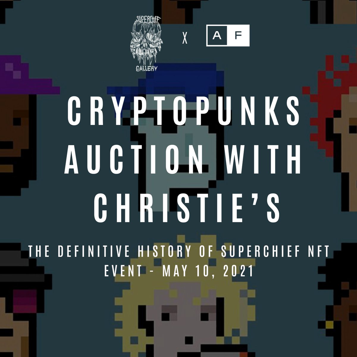 atomicform's tweet image. THE DEFINITIVE HISTORY OF SUPERCHIEF NFT CONTINUES.

On May 10, 2021 @SuperchiefNFT hosted an exhibition were 9 @cryptopunksnfts were auctioned at @ChristiesInc in partnership with Christie’s Auction House and @larvalabs New York. 

With Atomic Lore, this show's legacy is now…