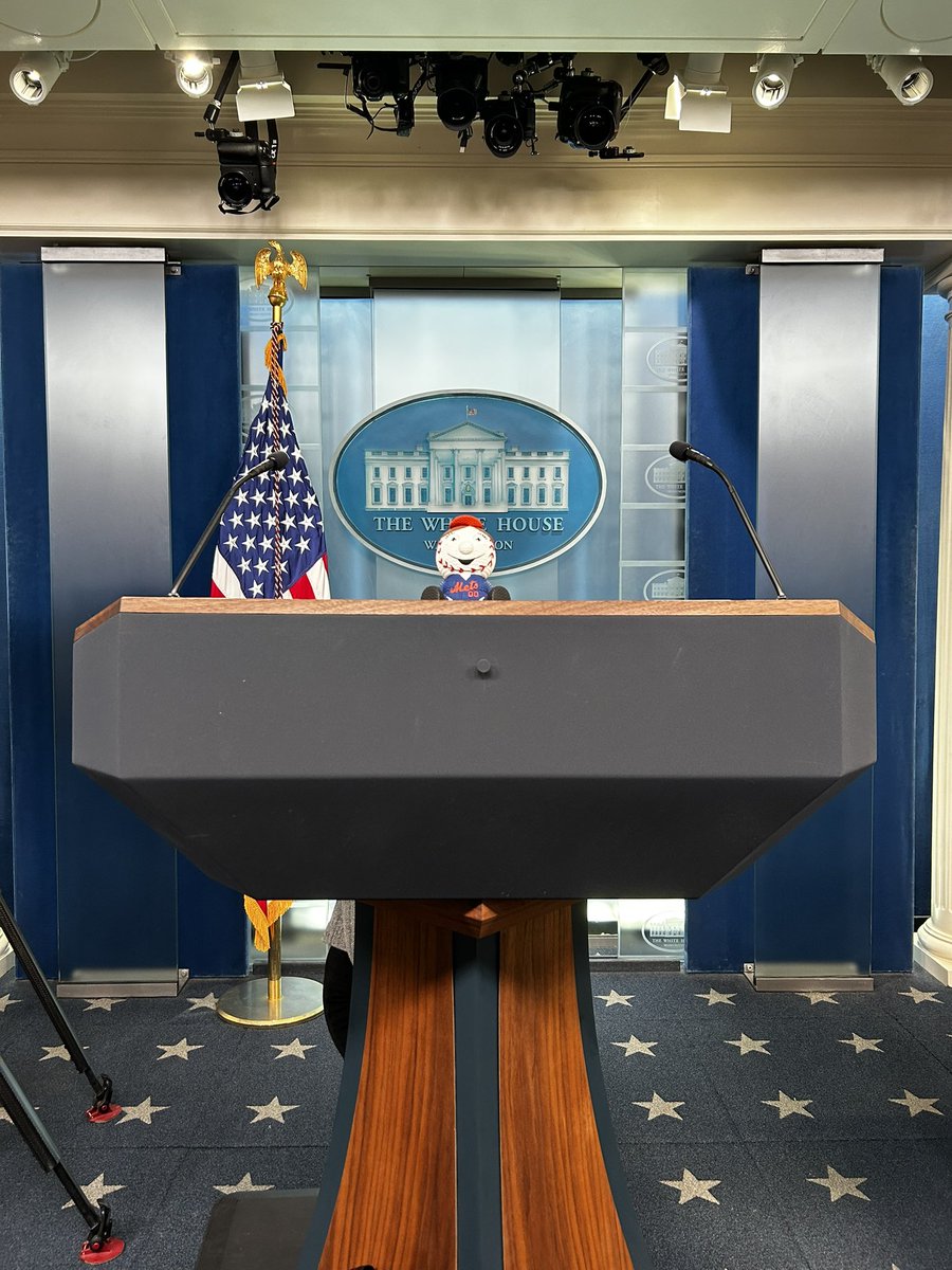 Mrs. Met says happy opening day from the White House press briefing room