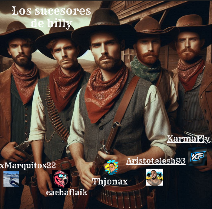 ThjonaxTwitch's tweet photo. Empezamos Evento a las 18:00 con el pedazo de TEAM SUCESORES DE BILLY! A DAR POLVO VAQUEROS!
@CachaFlaik @KarmaFlyy @aristotelesh93 @xMarquitos22 🤠🤠🤠 https://t.co/UPz2ljmBdg