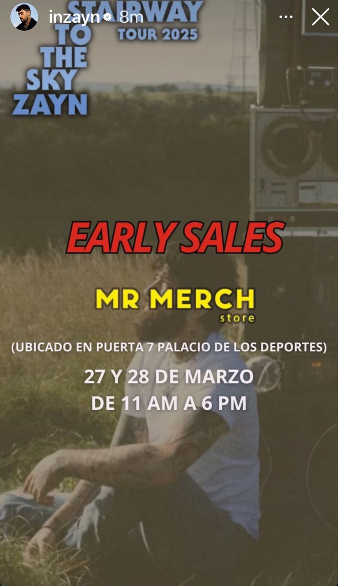 OT5loveupdate's tweet photo. 💛inZayn has posted to instagram. Merch for today and tomorrow’s sale times in post below!
#ZaynSTTSTourMexico #Zayn #STTST
📸inZayn https://t.co/vtfz2JfCfo