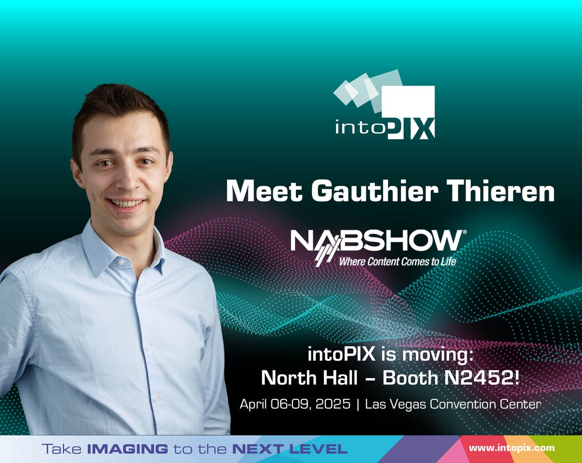 <a href="/intoPIX/">intoPIX</a> is unveiling the Titanium Software Suite at <a href="/NABShow/">NAB Show</a> (North Hall, N2452)
Meet Gauthier Thieren for live demos &amp; insights on how it solves video transport challenges for #broadcast, ProAV &amp; remote production.
Book a meeting: zurl.co/fP7in
#JPEGXS #IPWorkflows