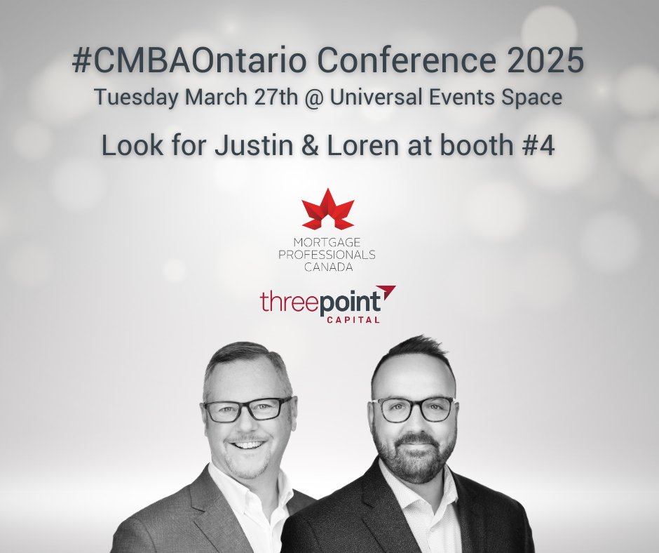 TeamThreePoint's tweet image. Today's the day of the @CanadianMortgageBrokersAssociation - Ontario #ConferenceAndTradeShow &amp;amp; we're pumped for a great event! Come say hi to Loren &amp;amp; Justin at booth #4!

#ThreePointCapital #InvestLendGrow #AlternativeLending #MICLending #MortgageAgents #MortgageBrokers