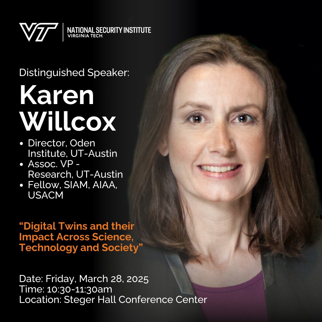 Join us for a distinguished speaker event with Dr. Karen Willcox tomorrow Friday, March 28th, in Steger Hall Conference Center from 10:30-11:30 am! Learn about the potential of digital twins to advance national security, fuel economic competitiveness, and improve health outcomes.