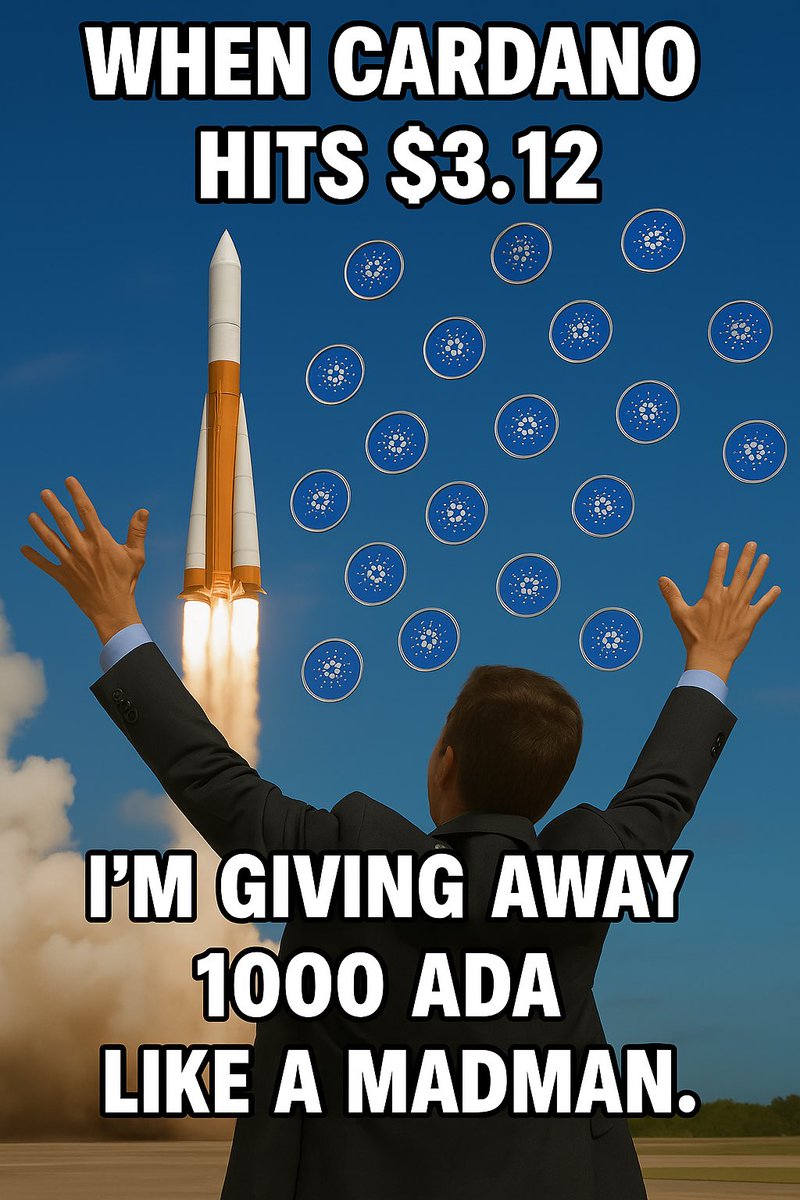 I’M GIVING AWAY 1000 $ADA TO ONE LUCKY DEGEN!*

All the stars are aligning…
$ADA is coiled like a spring and poised for a massive breakout.

If Cardano hits a new all-time high by the end of April 2025,
I’m giving away 1000 ADA to one lucky person!

Like, follow, retweet &amp;