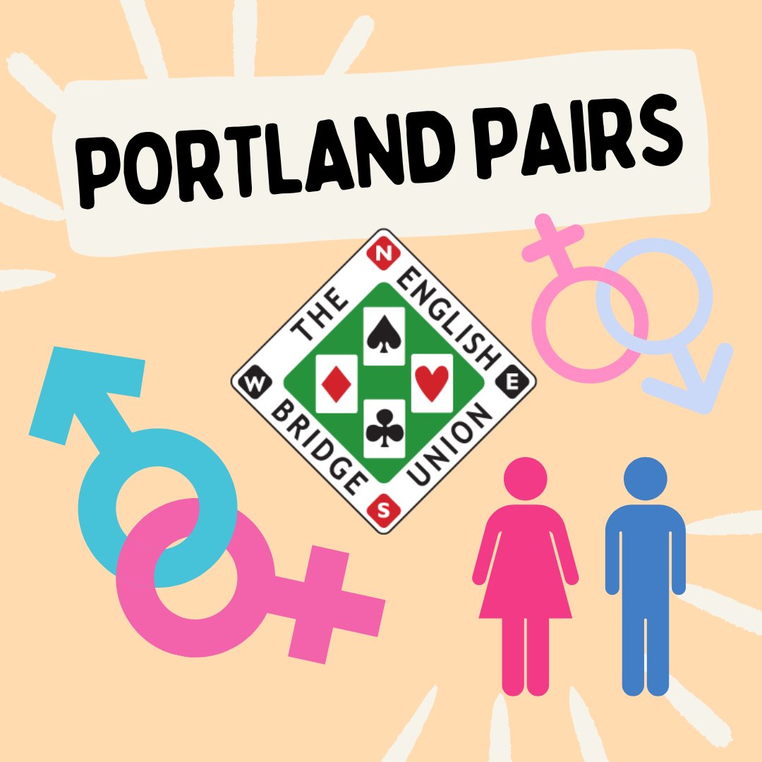 Enter now for the Portland Pairs! The EBU Mixed Pairs Championship, scored by matchpoints. 
It will take place as a single two-session event on RealBridge on Sunday 6th April.
More details: ebu.co.uk/competitions/p…