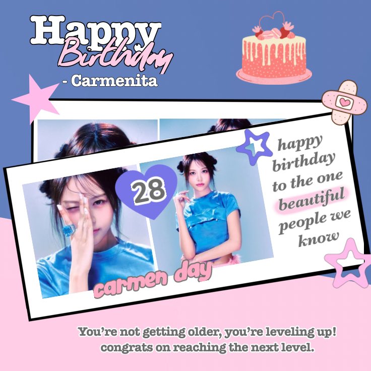 ★  … Happy birthday, Carmen! ★
𓎢𓎠𓎟𓎟𓎠𓎟𓎠𓎟𓎠𓎟𓎠𓎟𓎠𓎟𓎠𓎡

💭 May this day be the most hilarious and joyful one in your life, filled with laughter, cake that doesn’t scare the scale ꒰ magic camera pending ꒱ and gifts that make someone else’s wallet cry. ❤︎ 𓂋   𓈒
