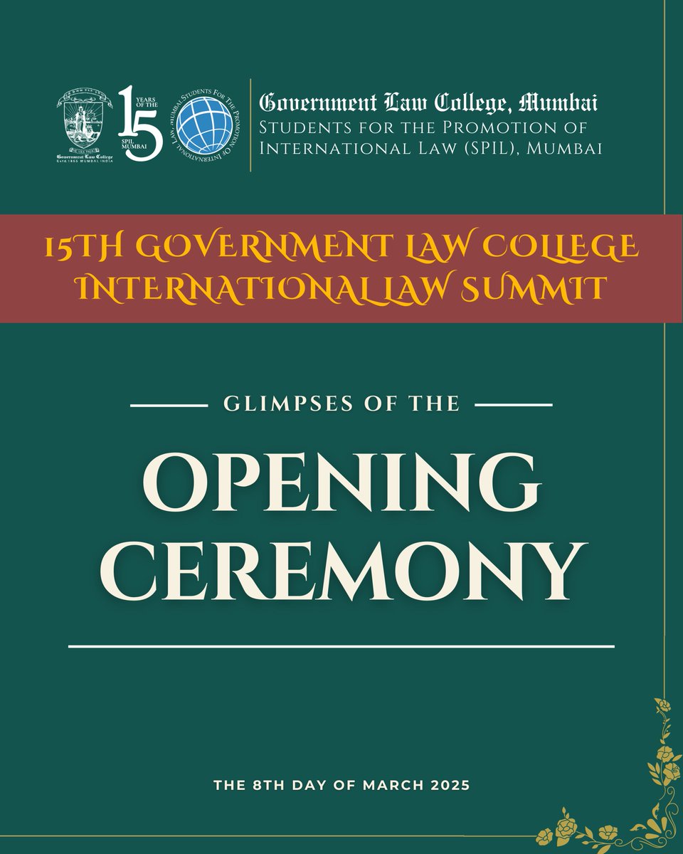 SPIL_Mumbai's tweet photo. Greetings!

SPIL Mumbai successfully conducted the 15th Government Law College International Law Summit, MMXXV, on the 8th Day of March 2025. 

(1/4) https://t.co/NvQNSkbZhd
