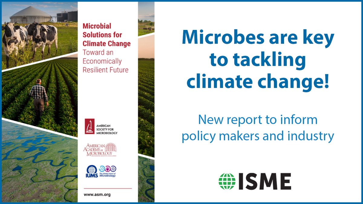 ISME Climate Change Committee members contributed to the Scientific Advisory Group convened by ASM and IUMS and produced a report, an article, and factsheet on Microbial Solutions for Climate Change. Read more on bit.ly/3Y72JLT 
#MicrobialSolutions #ClimateAction