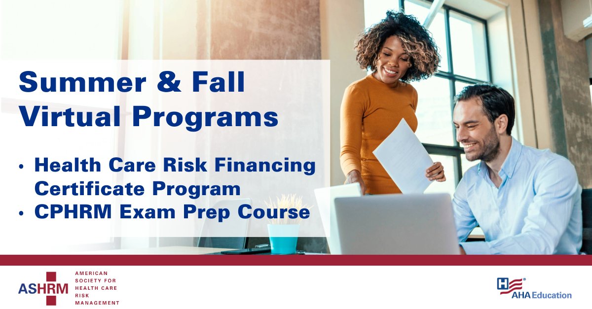 Take your expertise to the next level with ASHRM’s live virtual courses!

Prepare for the Certified Professional in Health Care Risk Management (CPHRM) exam.
ow.ly/YbMt50VpSIU
Earn your Risk Financing Certificate and expand your career opportunities.
ow.ly/ZV7M50VpSJK