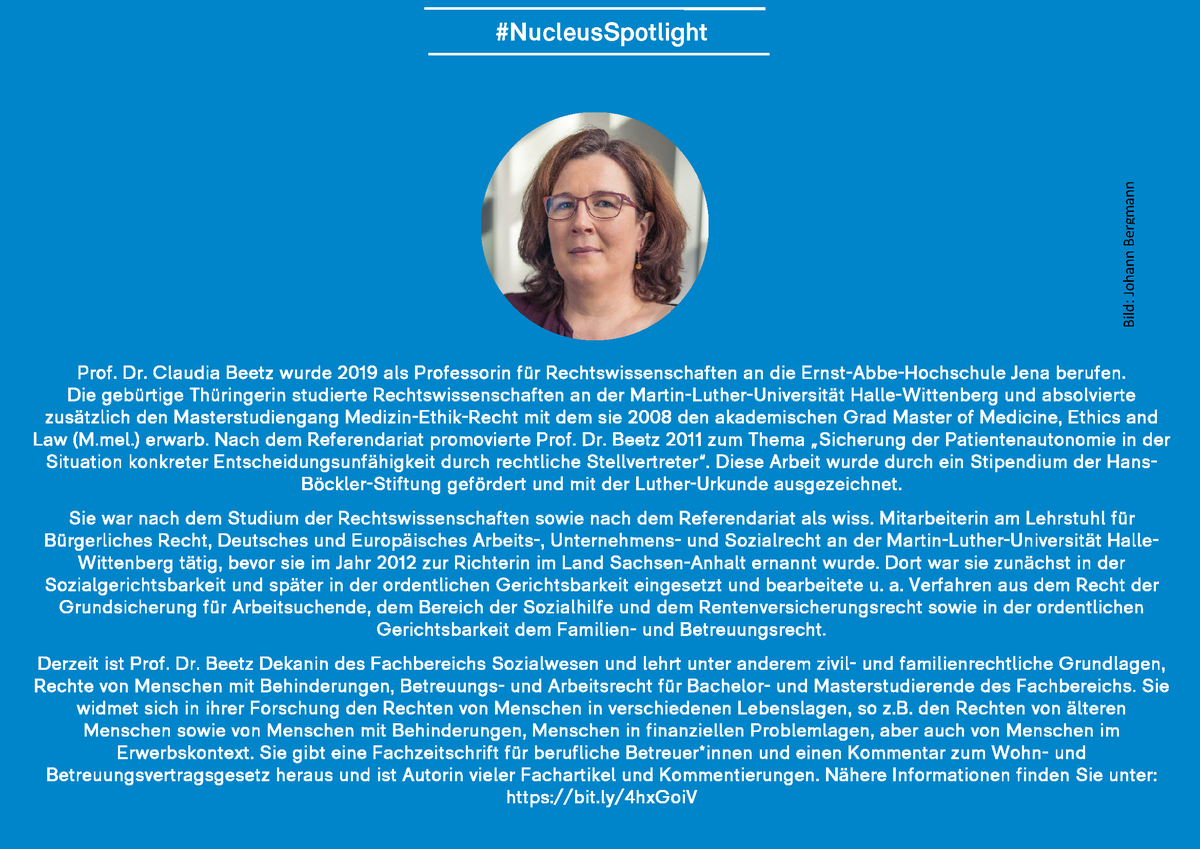 NucleusJena's tweet photo. 📷In unserem #NucleusSpotlight vom März möchten wir Ihnen Prof. Claudia Beetz vorstellen. Sie ist Professorin an der Ernst-Abbe-Hochschule Jena (@EAHJena) 📷Weitere Infos zur Person: https://t.co/ij1GRzfjbE 
#InnovativeHochschule #VDITZ #BMBF https://t.co/qEEl5PW1A1