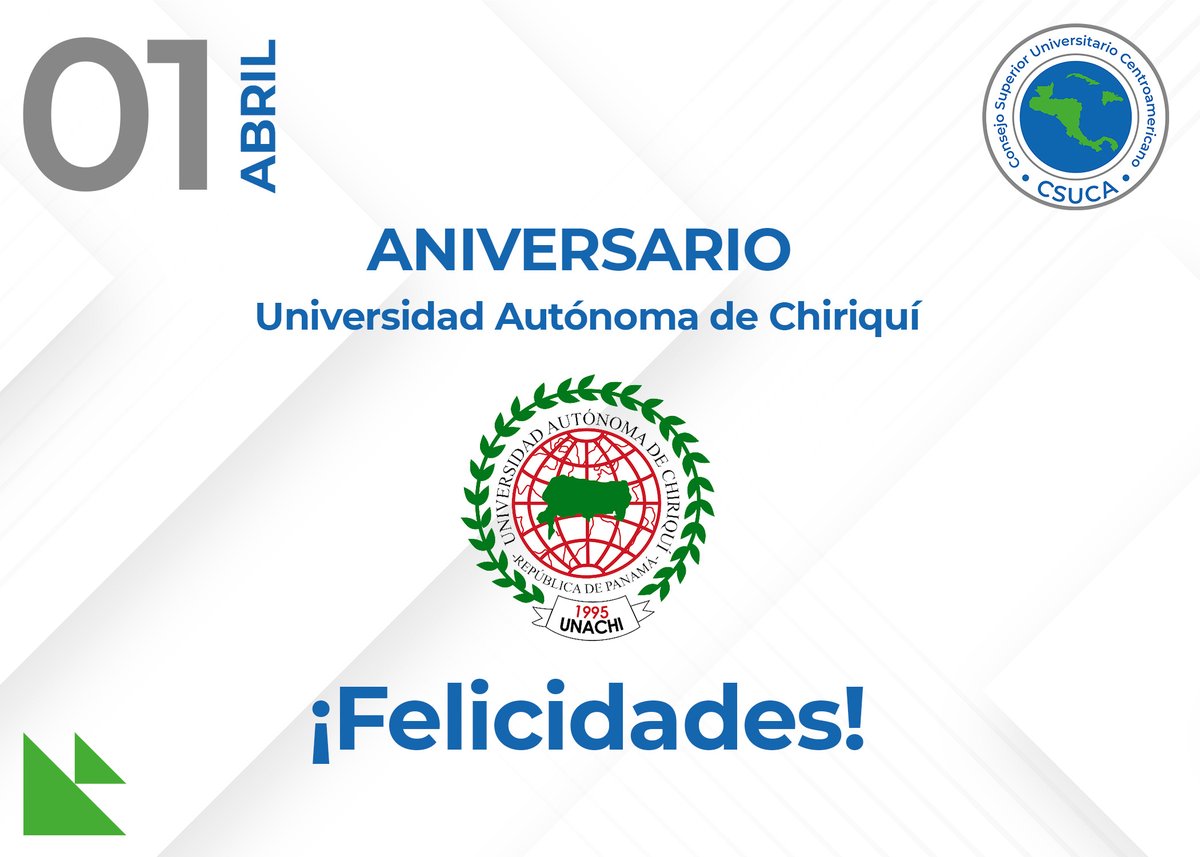 SGCSUCA's tweet image. El día de hoy se conmemora el aniversario de @UNACHIpanama  ¡Felicidades en su aniversario!

@comunica_red