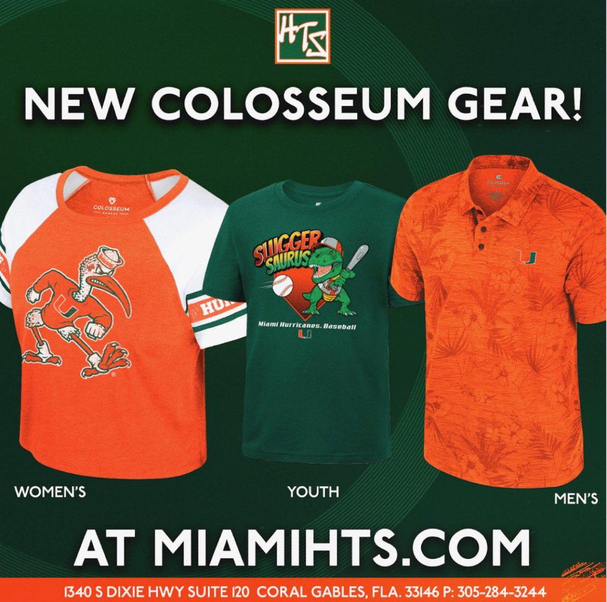 New Colosseum Gear has arrived at @MiamiHTS! Rep Miami in style with fresh fits for men, women, and youth! Shop now at MiamiHTS.com or visit in store 🙌