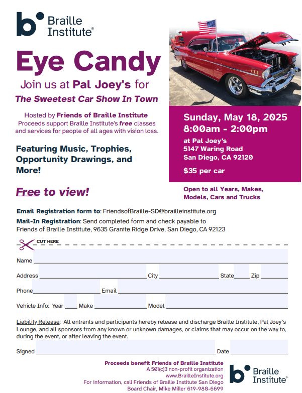 Blanca Castro, our West Coast Regional Manager, owns this terrific Mini...and we're hopeful that she will enter it in the upcoming San Diego car show at the <a href="/BrailleInst/">Braille Institute</a> which we're proud to support!