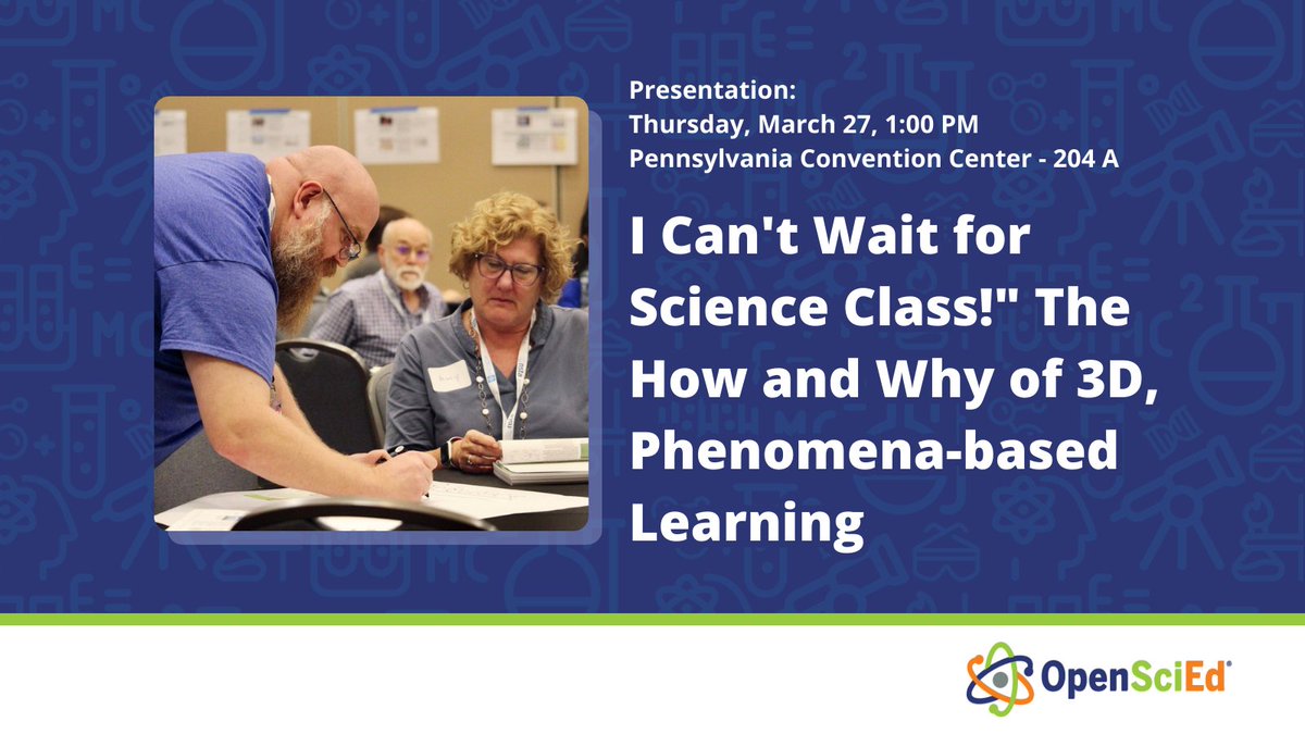 OpenSciEd's tweet image. Diving into #OpenSciEdMS at #NSTASpring25! "I Can't Wait for Science Class!" The How and Why of 3D, Phenomena-based Learning" (Pennsylvania Convention Center - 204 A) starts at 1 PM.
#OpenSciEdatNSTA #LearnwithOpenSciEd