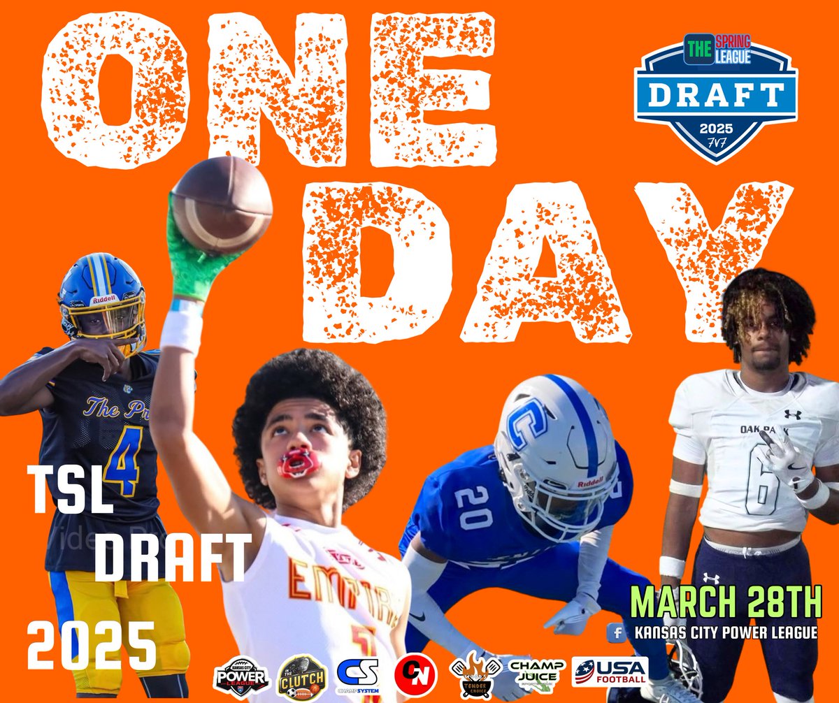 1 day away from the 1st ever TSL 7V7 HIGH SCHOOL DRAFT we are super excited  for all 120+  athletes in the draft 🤯🚀🚀🚀 and cannot wait to meet you all!!! #7v7 #thespringleague #kansascitypowerleague #kcpl #thisiswherethesmokeis #weglobal