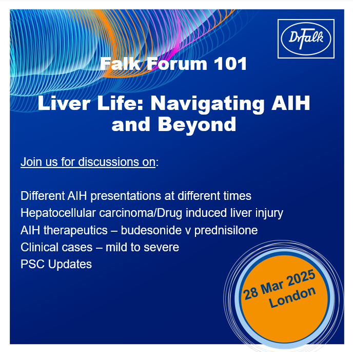 DrFalkUK's tweet image. TODAY: We welcome all delegates to Falk Forum 101 ‘Liver Life: Navigating #AIH & Beyond’ @RCGPs London and look forward to stimulating & enlightening discussions on the complexities of #autoimmunehepatitis with updates on the management of #primarysclerosingcholangitis